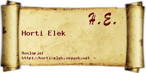 Horti Elek névjegykártya